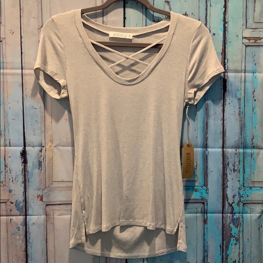 NWT Wanderlux cross front tee